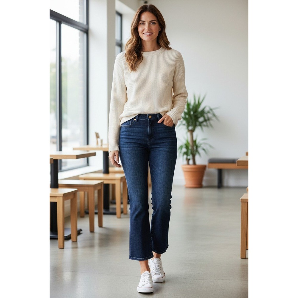 FRAME Le Crop Mini Boot High Rise Dark Wash Cropped Flare Jeans Blue 30